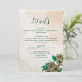 Carte de détails de mariage botanique vert (Debout devant)