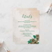 Carte de détails de mariage botanique vert (Devant/Arrière en situation)