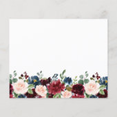 Carte de détails de mariage Burgundy Blue Blush (Dos)