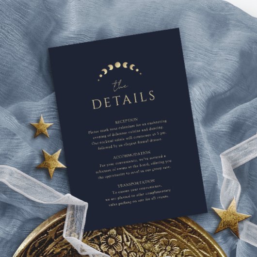 Carte de détails de mariage céleste bleu