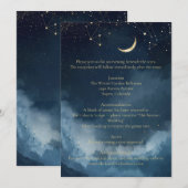 Carte de détails de mariage céleste | Étoiles doré (Devant / Derrière)