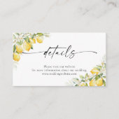 Carte de détails de mariage Citron Vert (Devant)