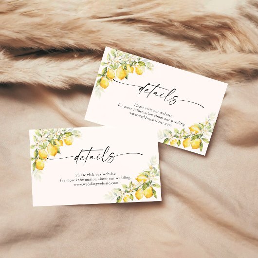 Carte de détails de mariage Citron Vert