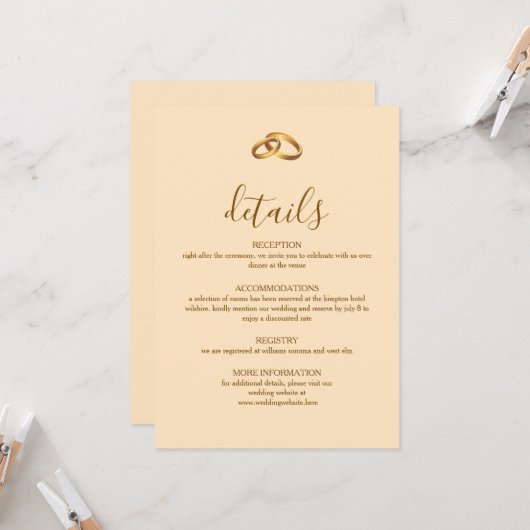 Carte de détails de mariage classique (Devant/Arrière en situation)