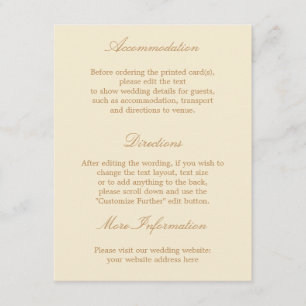 Carte de détails de Mariage crème élégante Beige
