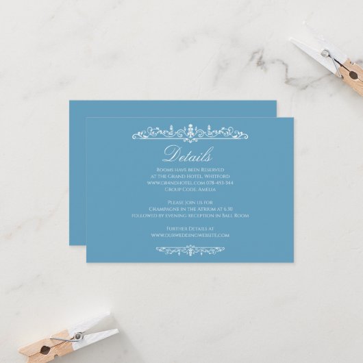 Carte de détails de mariage de style Régence (Devant/Arrière en situation)