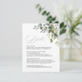 Carte de détails de mariage de verdure de feuilles (Debout devant)