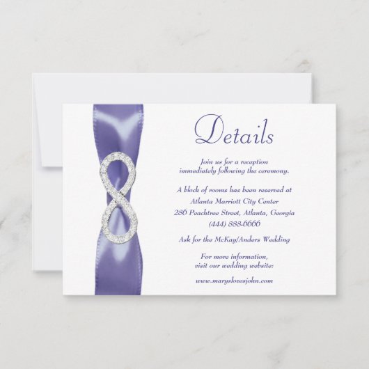 Carte de détails de mariage Diamant Infini Violet  (Devant)