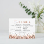 Carte de détails de mariage disco or rose REGINA (Debout devant)