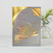 Carte de détails de mariage dorée | Informations m (Debout devant)