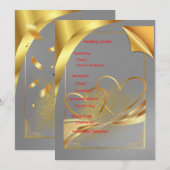 Carte de détails de mariage dorée | Informations m (Devant / Derrière)