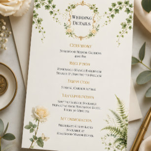 Carte de détails de mariage du jardin secret de lu