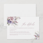 Carte de détails de mariage Dusty Mauve & Lavender (Devant / Derrière)