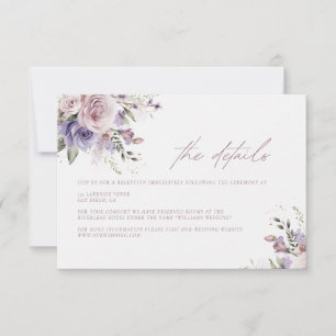 Carte de détails de mariage Dusty Mauve & Lavender