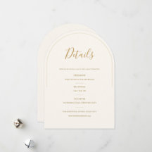 Carte de détails de mariage Elegant Arch | Ivoire
