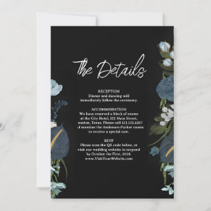 Carte de détails de mariage élégant romantique