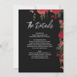 Carte de détails de mariage élégant romantique