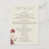 Carte de détails de mariage élégante aux fleurs de (Devant)