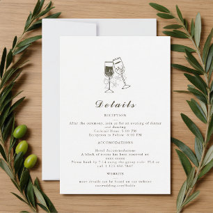 Carte de détails de mariage élégante en bois d'oli