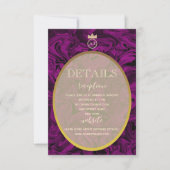 Carte de détails de mariage élégante violet et or (Devant)