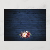 Carte de détails de mariage en bois floral rustiqu (Dos)