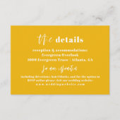 Carte de détails de Mariage en gras jaune unique (Devant)