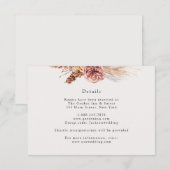 Carte de détails de mariage en herbe des Pampas bo (Devant / Derrière)