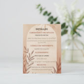 Carte de détails de mariage espagnol avec arche en (Debout devant)