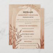 Carte de détails de mariage espagnol avec arche en (Devant / Derrière)