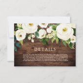 Carte de détails de mariage Fleurs de bloom blanch (Devant)