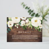 Carte de détails de mariage Fleurs de bloom blanch (Debout devant)