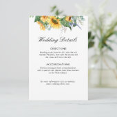 carte de détails de mariage floral de tournesol eu (Debout devant)