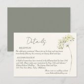 Carte de détails de mariage floral élégant et verd (Devant / Derrière)