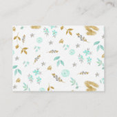 Carte de détails de mariage floral or et sarcelle (Dos)