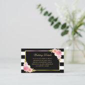 Carte de détails de mariage floral rose Blush Gold (Debout devant)