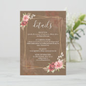 Carte de détails de mariage floral rustique (Debout devant)