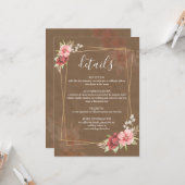Carte de détails de mariage floral rustique (Devant/Arrière en situation)