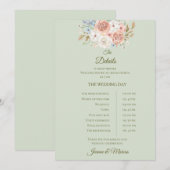 Carte de détails de mariage floral vert sauge jard (Devant / Derrière)