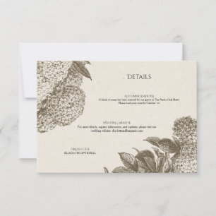 Carte de détails de mariage floral vintage élégant
