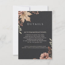 Carte de détails de mariage floral vintage sombre