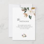 Carte de détails de mariage florale Magnolia (Devant)