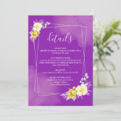 Carte de détails de mariage florale violette (Debout devant)