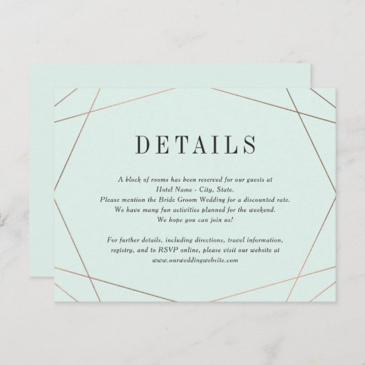 Carte de détails de mariage Geo Frame (Devant / Derrière)