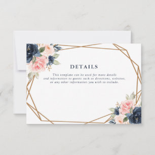 carte de détails de mariage géométrique marine et