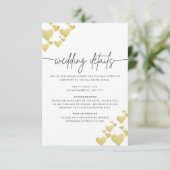 Carte de détails de mariage Golden Heartbeat (Debout devant)