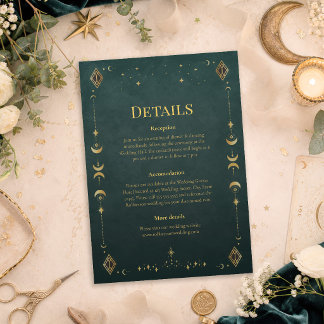 Carte de détails de mariage gothique céleste sarce
