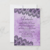 Carte de détails de mariage gothique violet à dent (Devant)