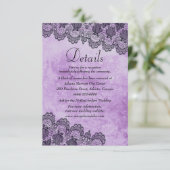Carte de détails de mariage gothique violet à dent (Debout devant)