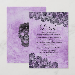 Carte de détails de mariage gothique violet Black