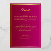 Carte de détails de mariage Luxe Rouge & Or (Recto)